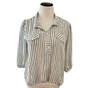EUC BEGA Black and White Striped Blouse. Size XL.
